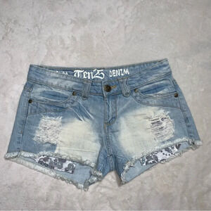 Ten25 EUC Premium Denim Lowrise Acid Wash Cut Off Jean Shorts size 5/6